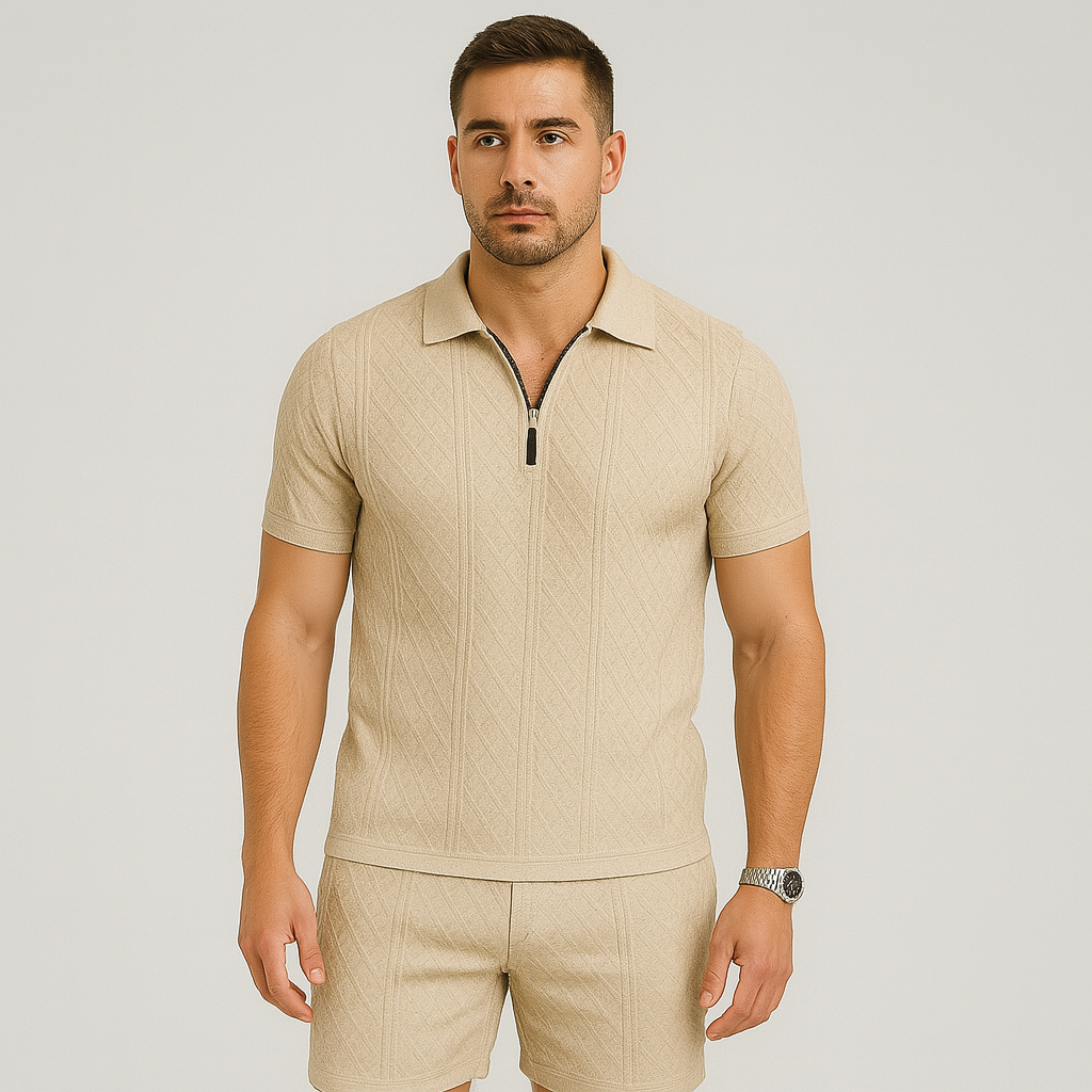 Ensemble sport homme en deux pièces – Chemise réversible respirante et à séchage rapide, et short en jacquard