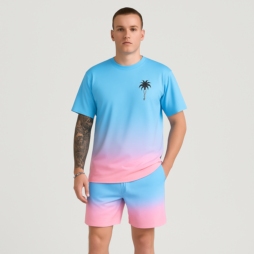 Ensemble Casual d'Été pour Hommes – T-shirt à Manches Courtes Ronde et Shorts avec Impression Numérique HD 3D