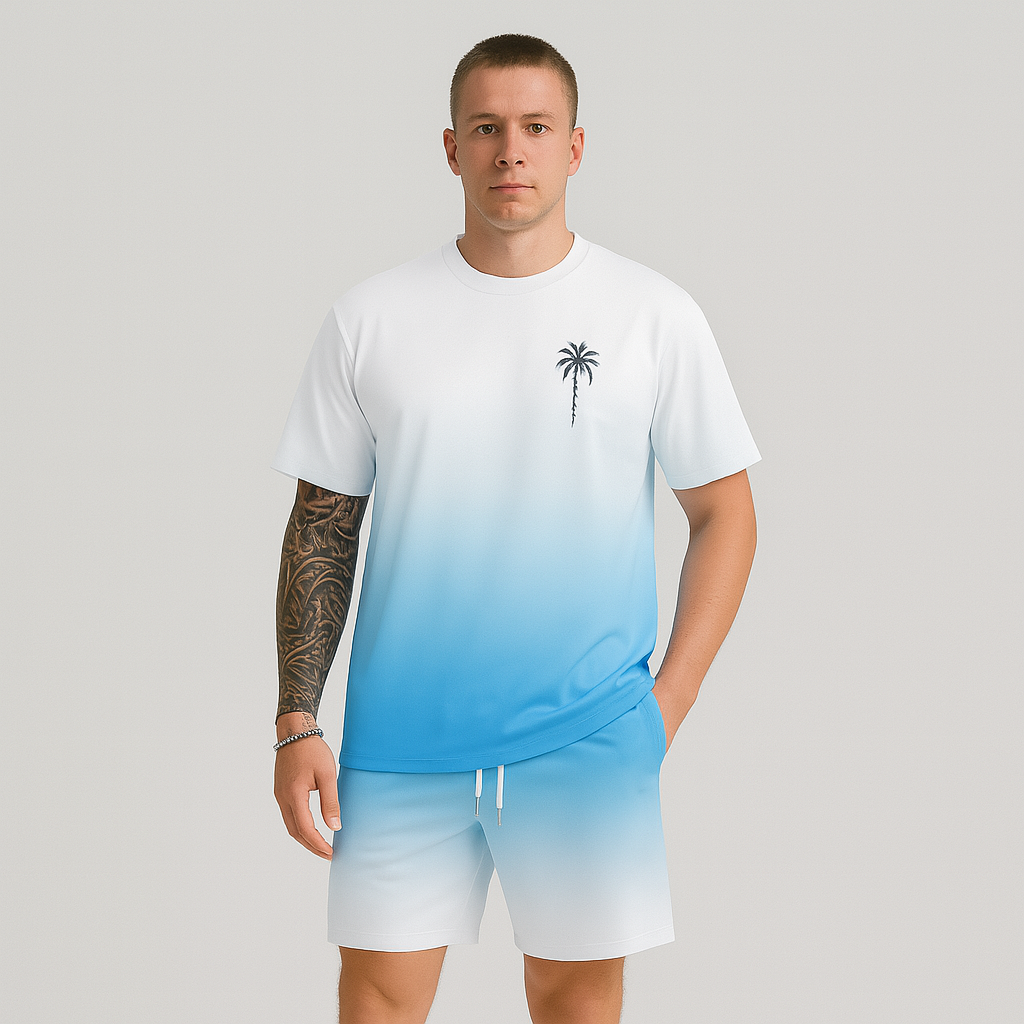 Ensemble Casual d'Été pour Hommes – T-shirt à Manches Courtes Ronde et Shorts avec Impression Numérique HD 3D
