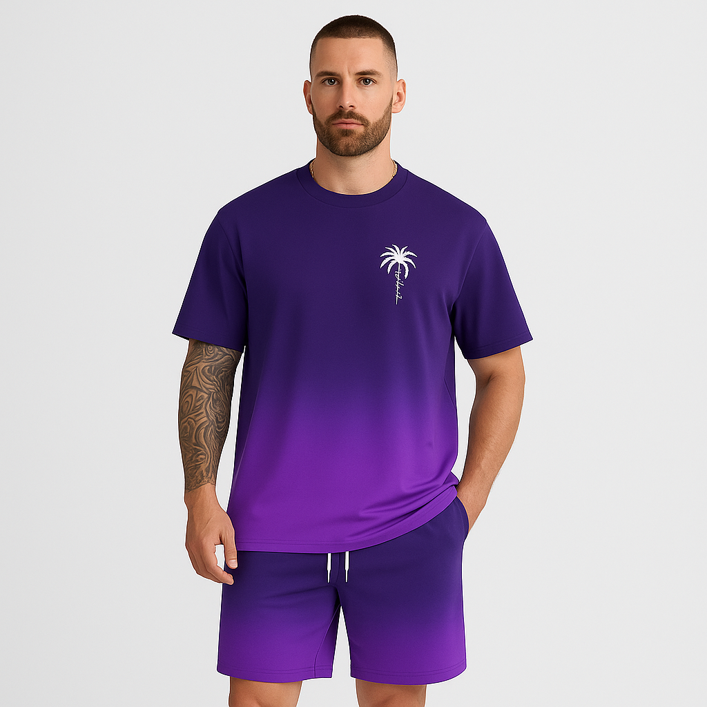 Ensemble Casual d'Été pour Hommes – T-shirt à Manches Courtes Ronde et Shorts avec Impression Numérique HD 3D