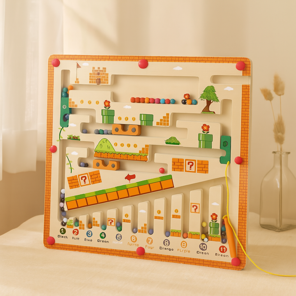 Planche de tri à champignons magnétique – Puzzle de comptage avec stylo et labyrinthe de perles