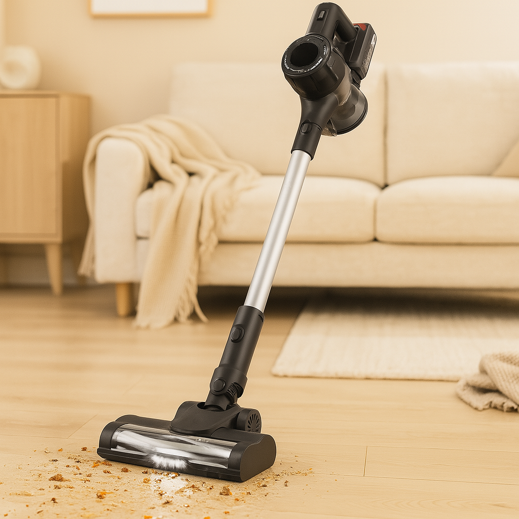 Aspirateur-aspirateur 6-en-1 sans balai avec moteur sans balai, brosse LED pour sol et plusieurs accessoires