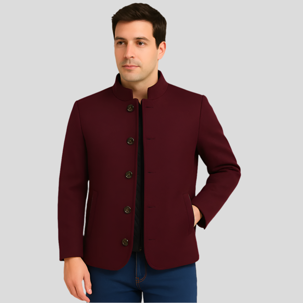 Veste en laine Julian Herren – Col montant avec fermeture à boutons