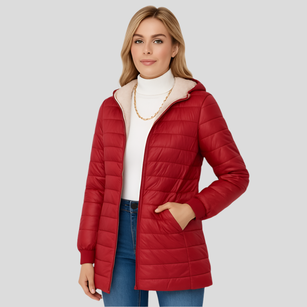 Manteau d'hiver Norah avec doublure en fleece – avec capuche et ultra confortable