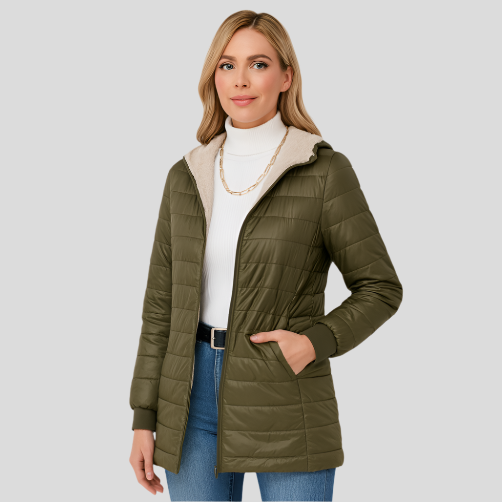 Manteau d'hiver Norah avec doublure en fleece – avec capuche et ultra confortable