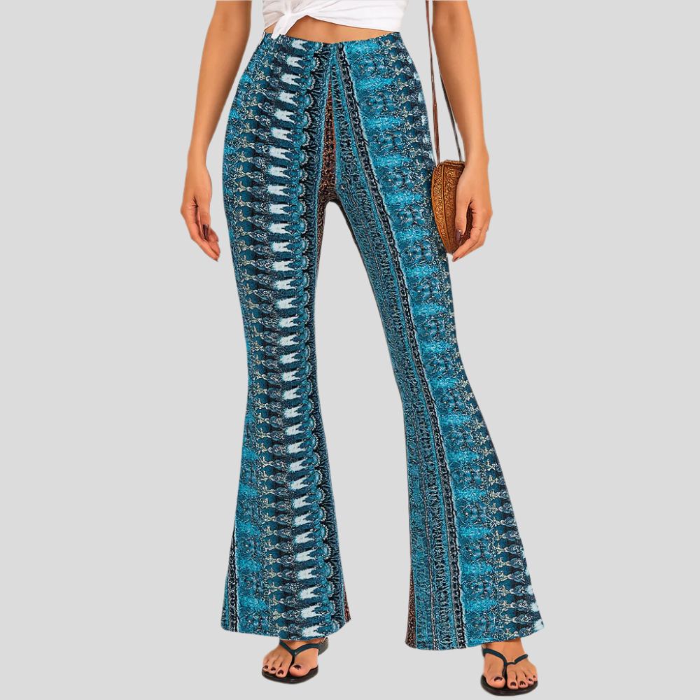 Chelsea – Pantalon large bohème pour femmes – Imprimé intégral, Coupe étroite