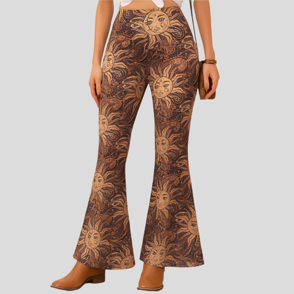 Chelsea – Pantalon large bohème pour femmes – Imprimé intégral, Coupe étroite