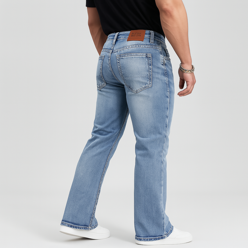 4Legend - Jeans Flare pour homme avec broderie – Coupe slim en denim extensible, toute l'année