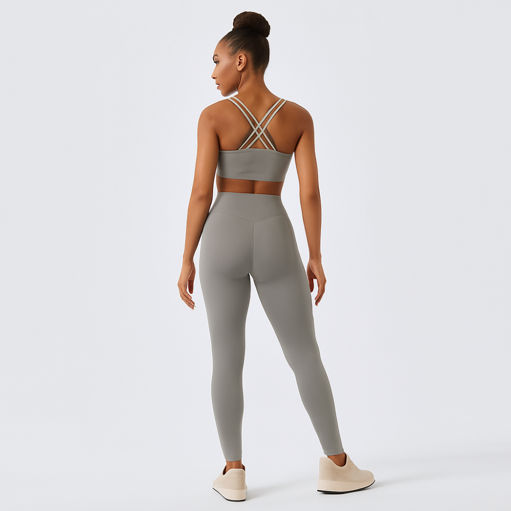 Ensemble de yoga et Pilates sans couture pour femmes – Leggings et top à taille haute, ensemble actif en 2 pièces