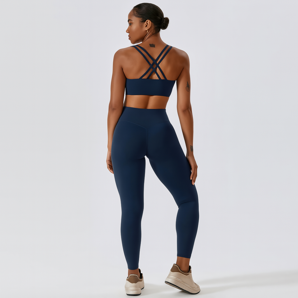 Ensemble de yoga et Pilates sans couture pour femmes – Leggings et top à taille haute, ensemble actif en 2 pièces