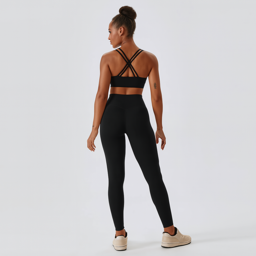 Ensemble de yoga et Pilates sans couture pour femmes – Leggings et top à taille haute, ensemble actif en 2 pièces