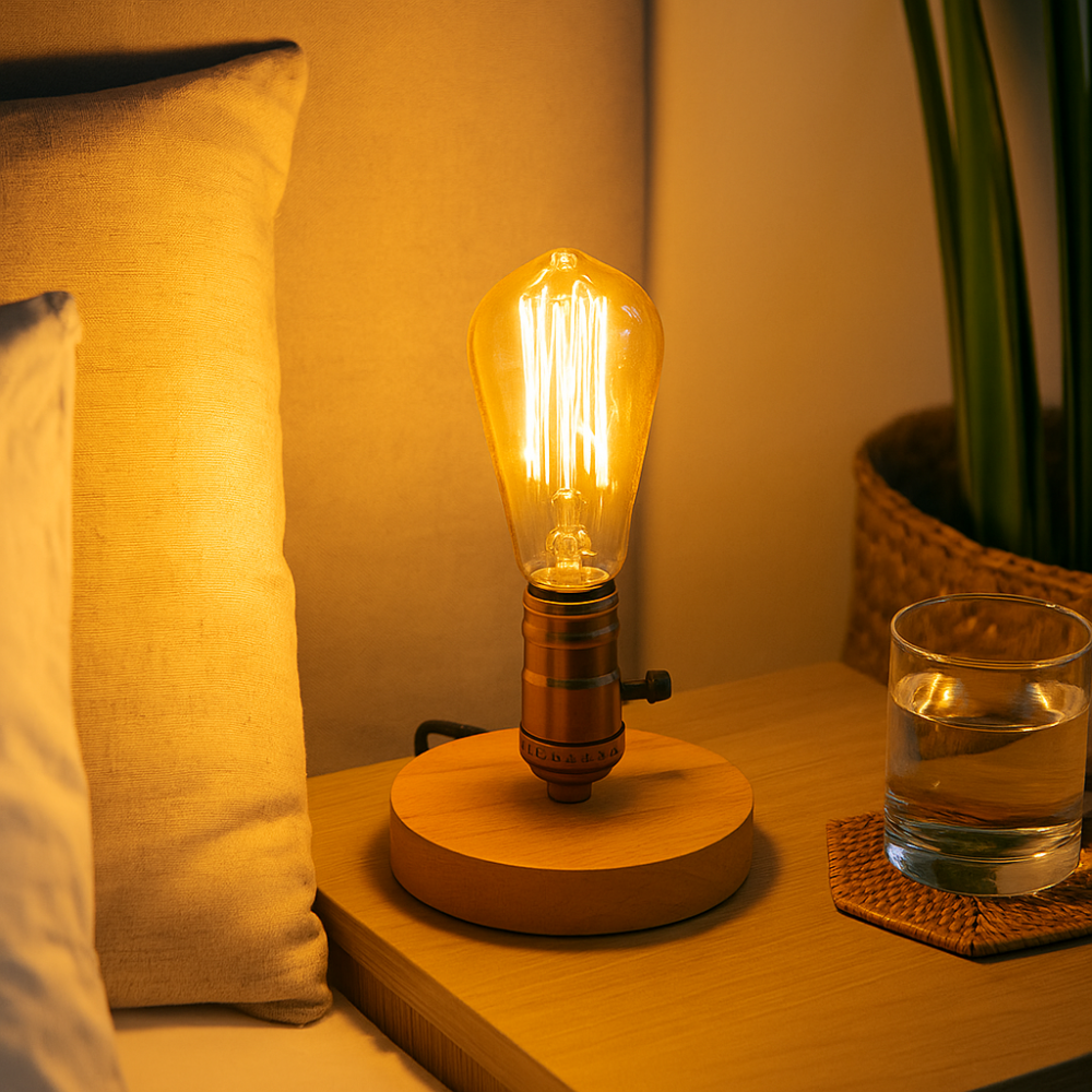 EdisonWood - Lampe de nuit au charme vintage