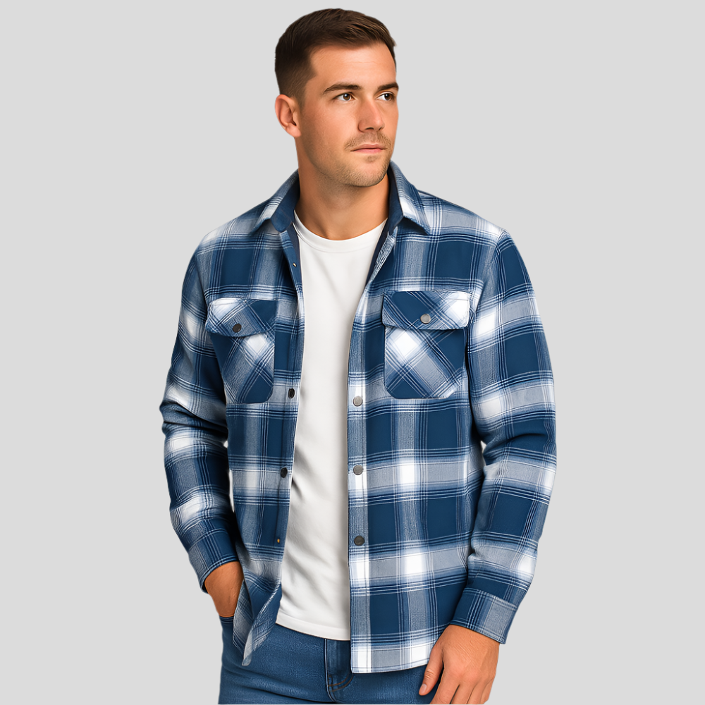 Chemise décontractée à boutons Mikkel – Vêtements pour hommes pour un usage quotidien avec un design de poche poitrine nordique