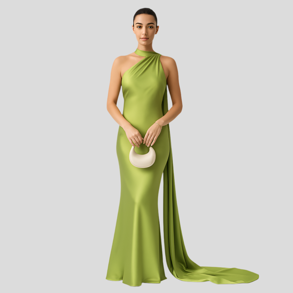 ÉléganceNocturne – Robe de soirée sophistiquée avec décolleté à nouer et dos ouvert