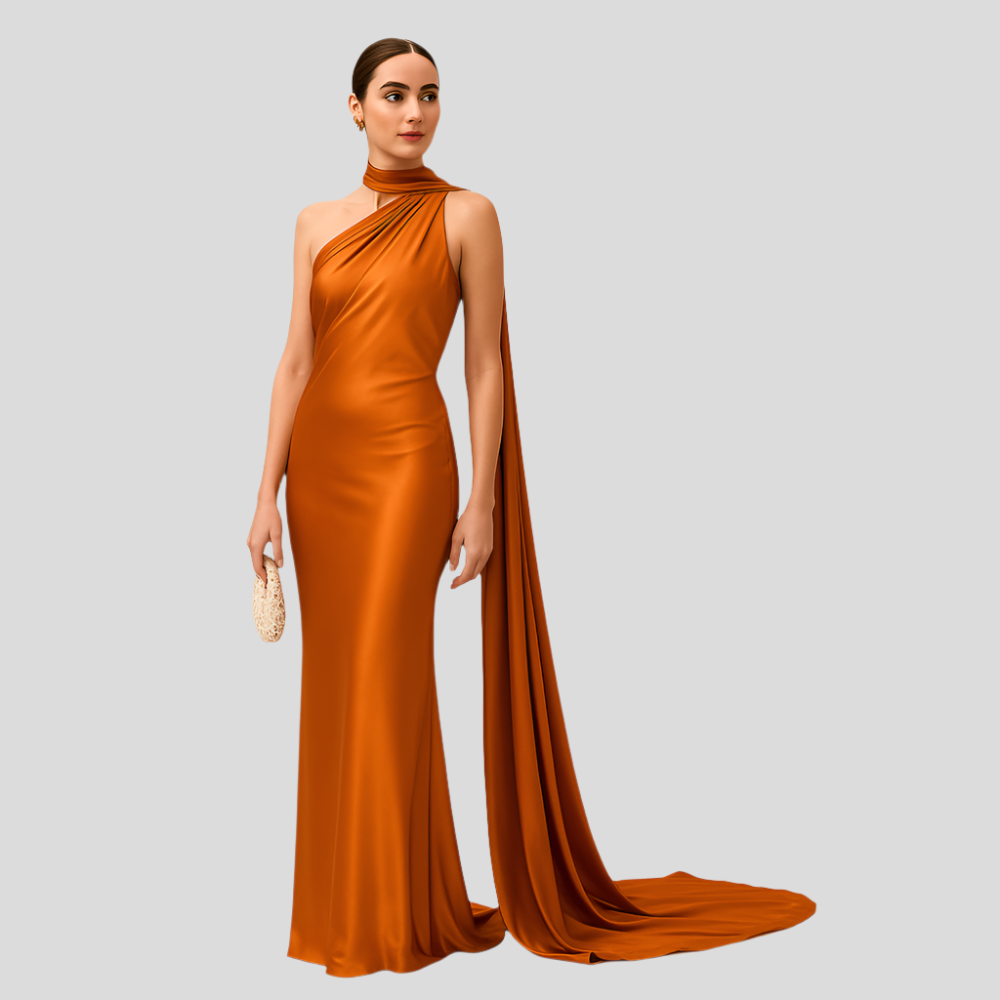 ÉléganceNocturne – Robe de soirée sophistiquée avec décolleté à nouer et dos ouvert