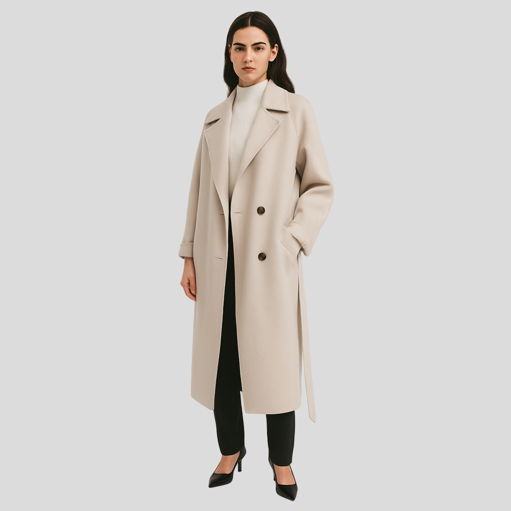 Elara | Élégant manteau d'hiver long en laine mélangée