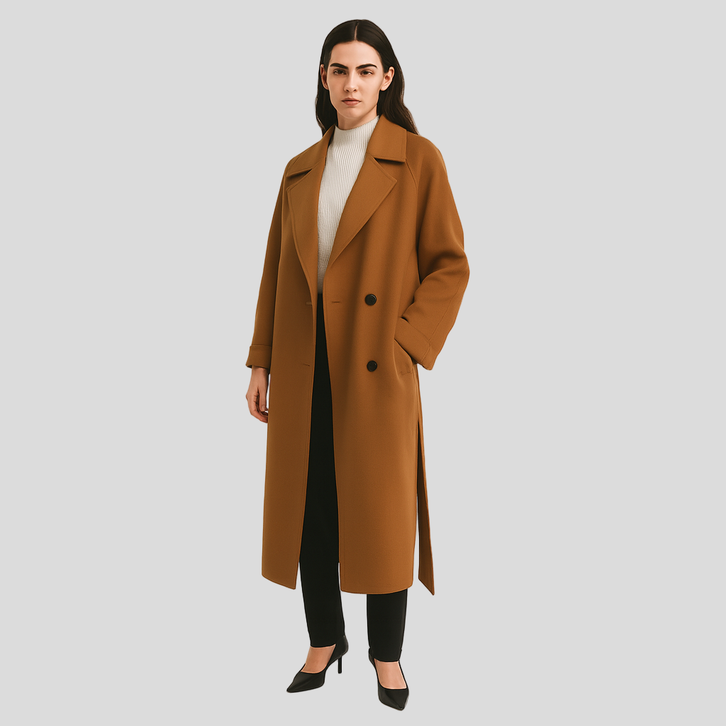 Elara | Élégant manteau d'hiver long en laine mélangée