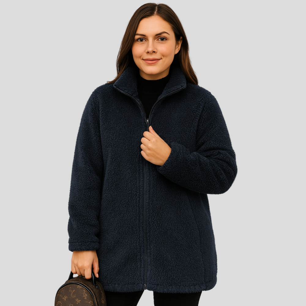 Lena | Veste d'hiver en polaire teddy pour femmes avec fermeture éclair