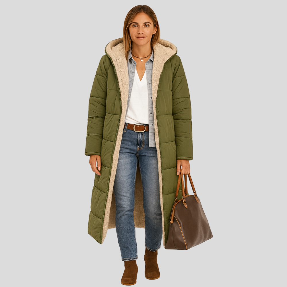 Amara | Manteau d'hiver repliable avec capuche peluche pour femmes