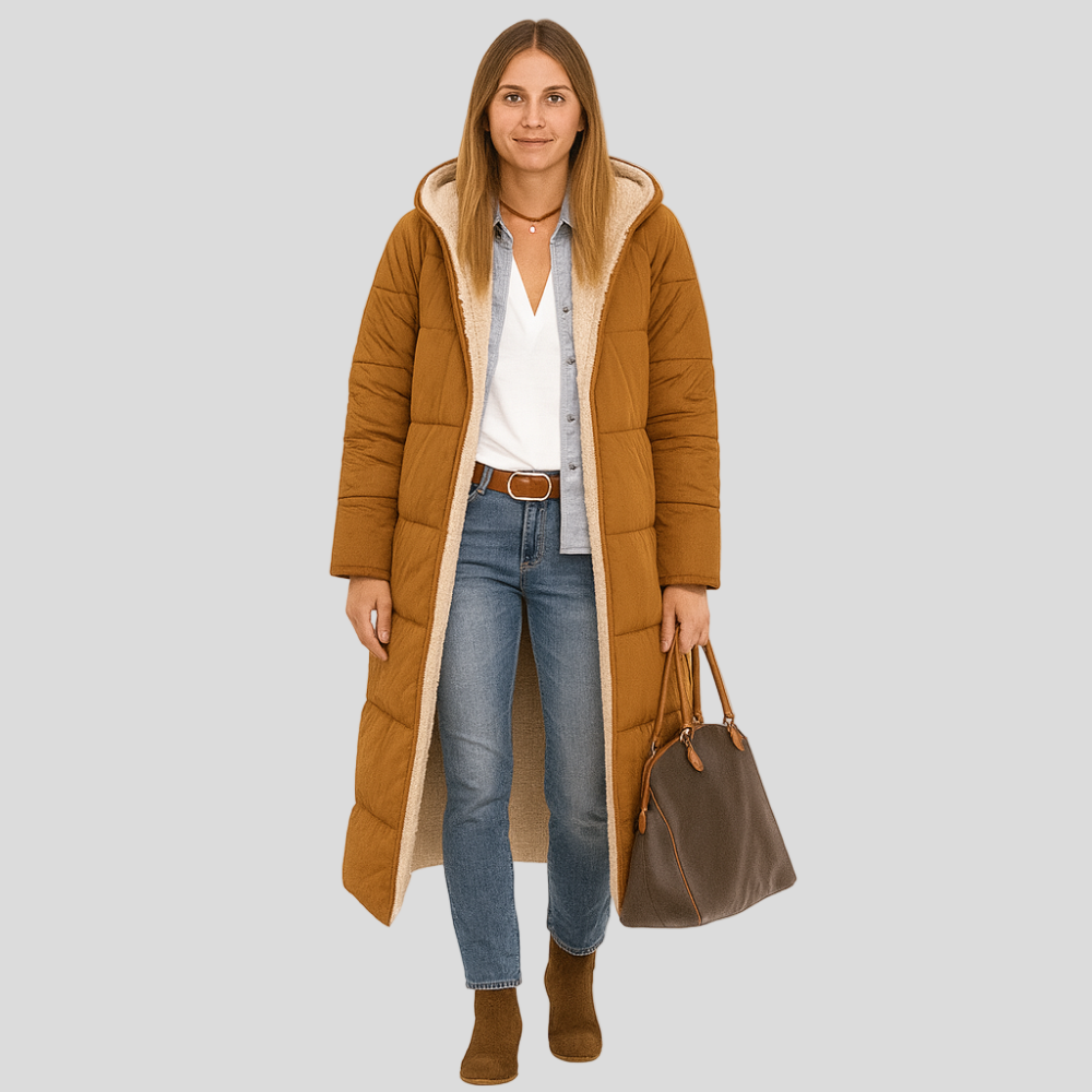 Amara | Manteau d'hiver repliable avec capuche peluche pour femmes
