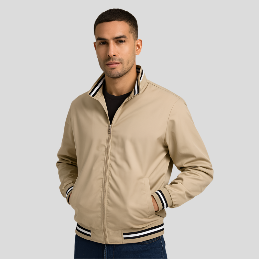 Veste bomber pour homme avec garniture à rayures