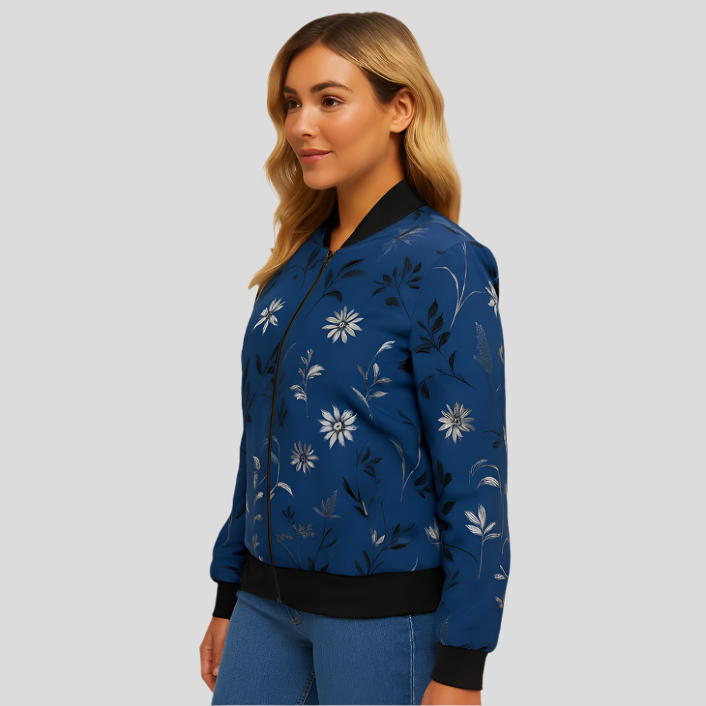 Blouson aviateur fleuri Clotilde – Veste légère pour femme avec imprimé