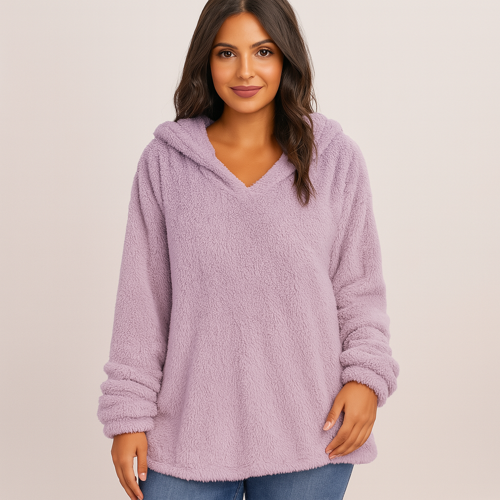 Sweat-shirt à capuche en polaire – Sweat féminin unicolore à manches longues