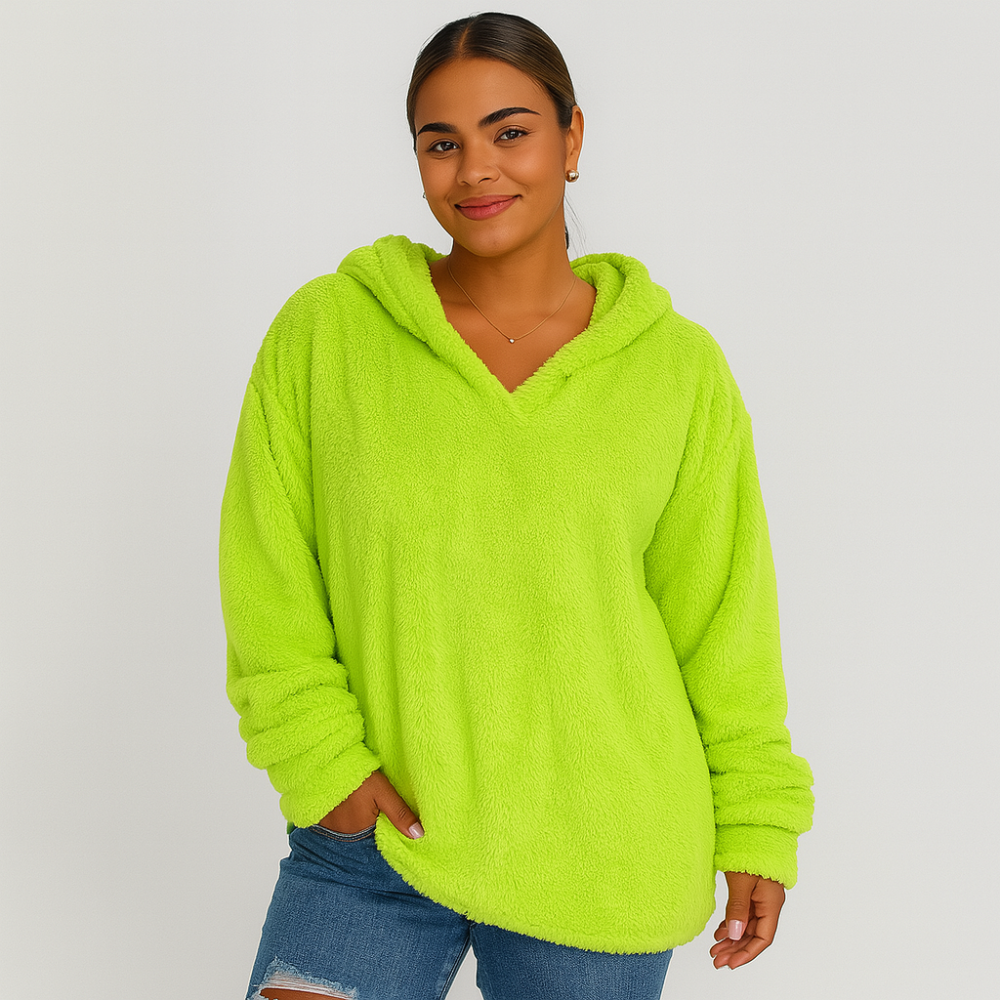 Sweat-shirt à capuche en polaire – Sweat féminin unicolore à manches longues