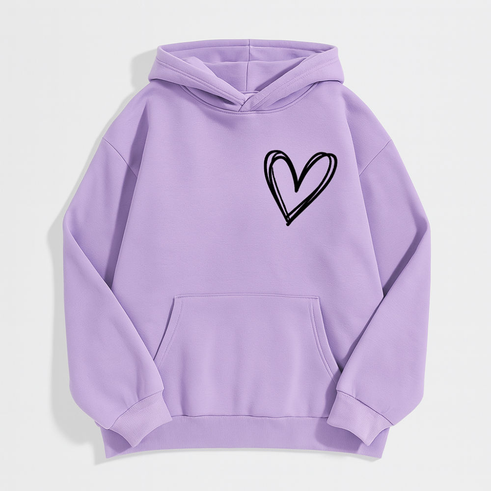 Sweat à capuche avec motif cœur – Mélange de coton doux – Élégant et confortable