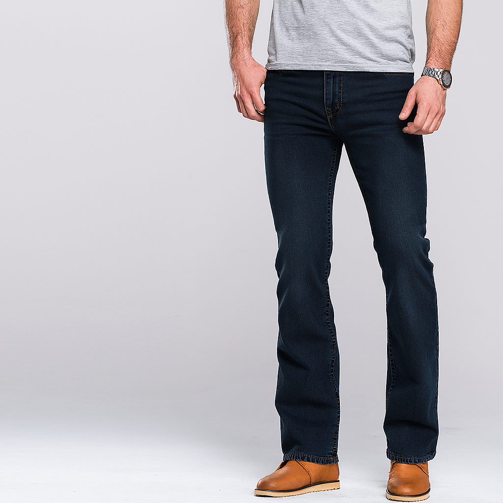 4Legend - Jean droit stretch pour hommes – taille moyenne, lavage clair, coupe décontractée pour toutes les saisons