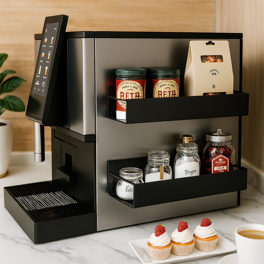 Étagère latérale magnétique – Métal noir, montage mural sans perçage pour réfrigérateur ou lave-linge