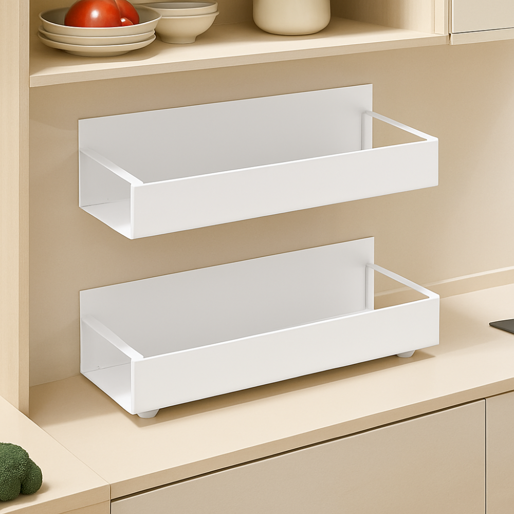 Étagère latérale magnétique – Métal noir, montage mural sans perçage pour réfrigérateur ou lave-linge