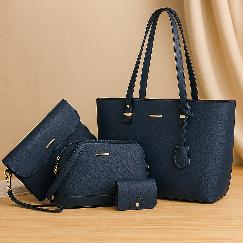 Ensemble de 4 sacs - Fourre-tout, bandoulière, pochette et porte-cartes
