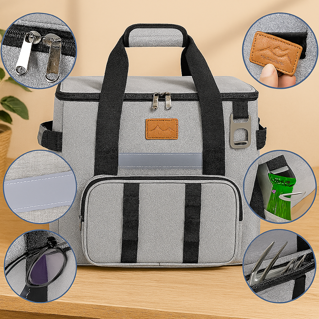 Grande glacière pliable – Sac multifonctionnel pour pique-nique et camping avec plusieurs compartiments