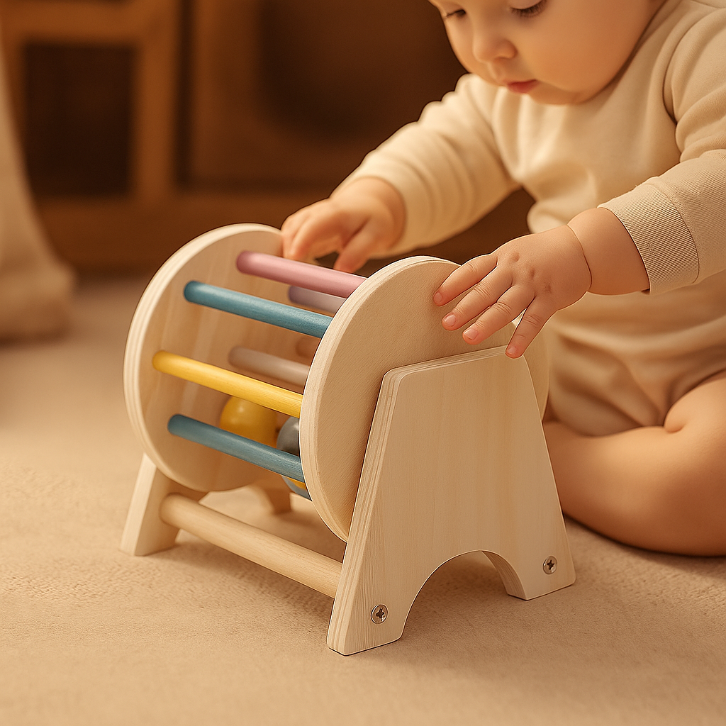 Tambour en bois – Instrument de stimulation précoce pour enfants de 0 à 3 ans