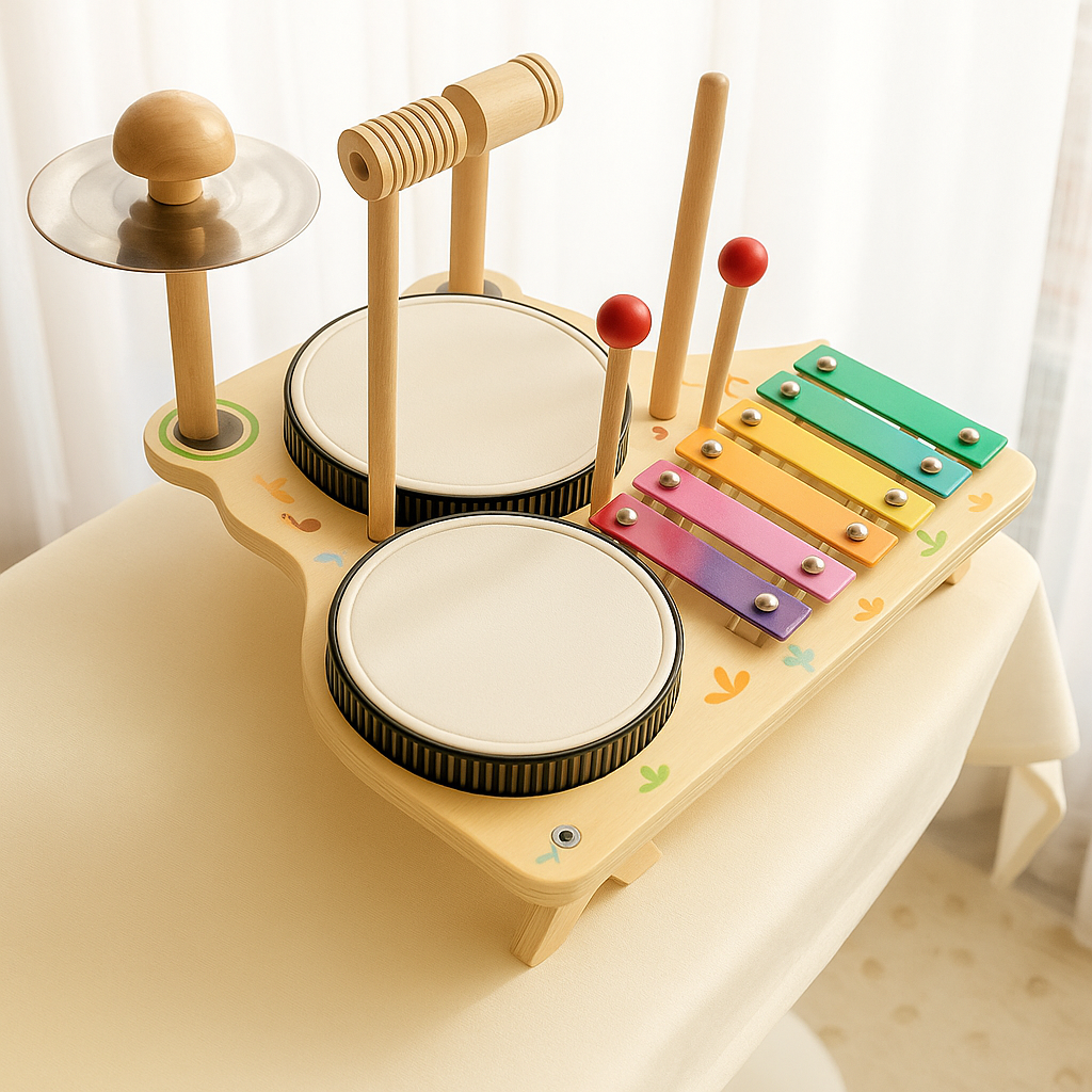 Ensemble de Tambourins en Bois pour Enfants – Instruments à Percussion et Tambours pour un Jeu Créatif