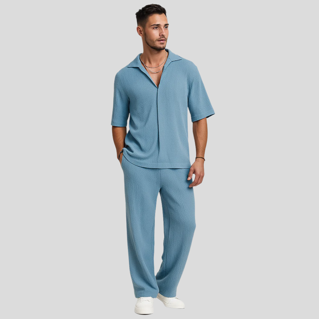 Ensemble pour hommes – Tenue décontractée élégante avec t-shirt à manches longues et pantalon assorti