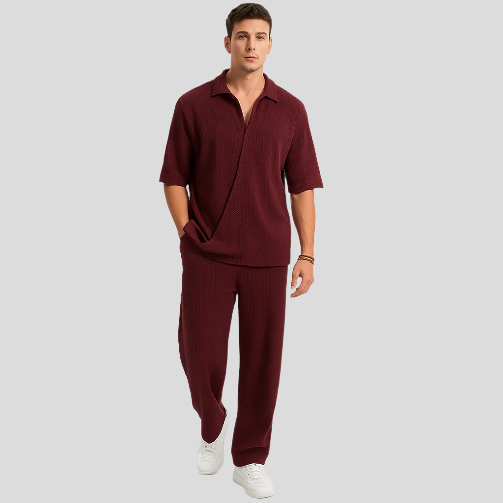 Ensemble pour hommes – Tenue décontractée élégante avec t-shirt à manches longues et pantalon assorti