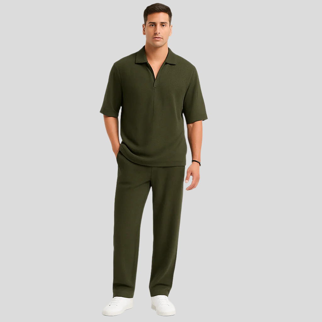 Ensemble pour hommes – Tenue décontractée élégante avec t-shirt à manches longues et pantalon assorti