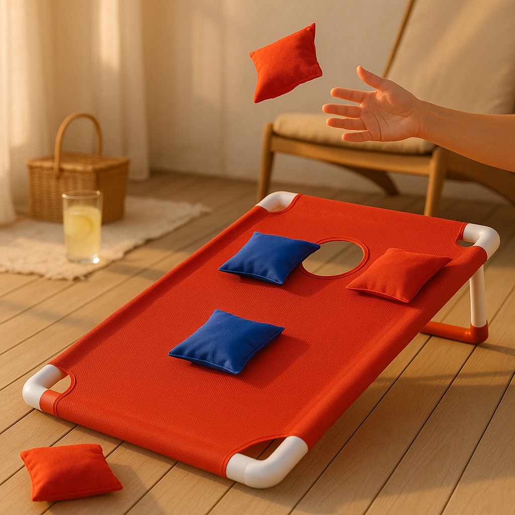 Jeu de lancer de sacs de haricots pliable – Jeu de billard en plein air avec 6 sacs de haricots pour enfants et adultes
