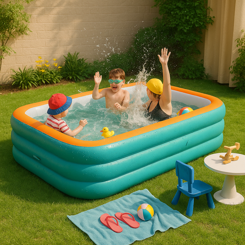 Grand piscine familiale gonflable – Piscine de jardin gonflable résistante pour plaisir estival