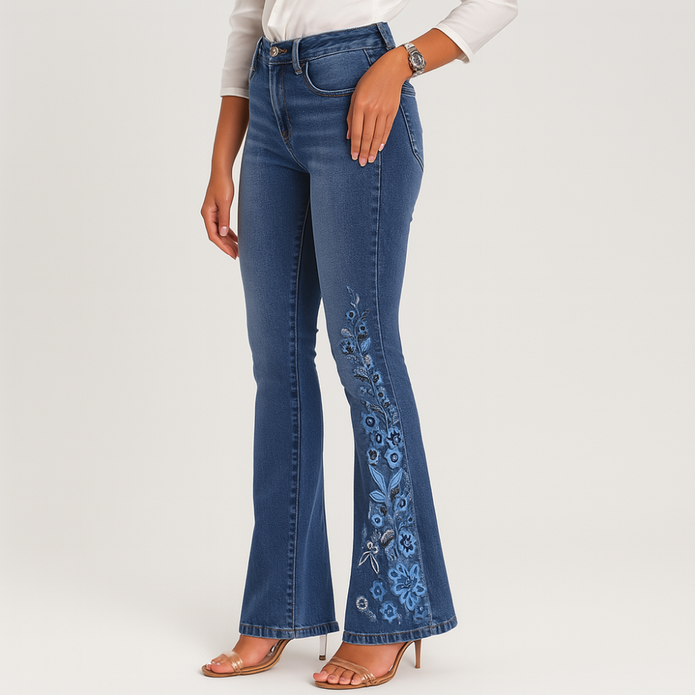 Yve – Jeans stretch pour femmes – Style décontracté à couture évasée