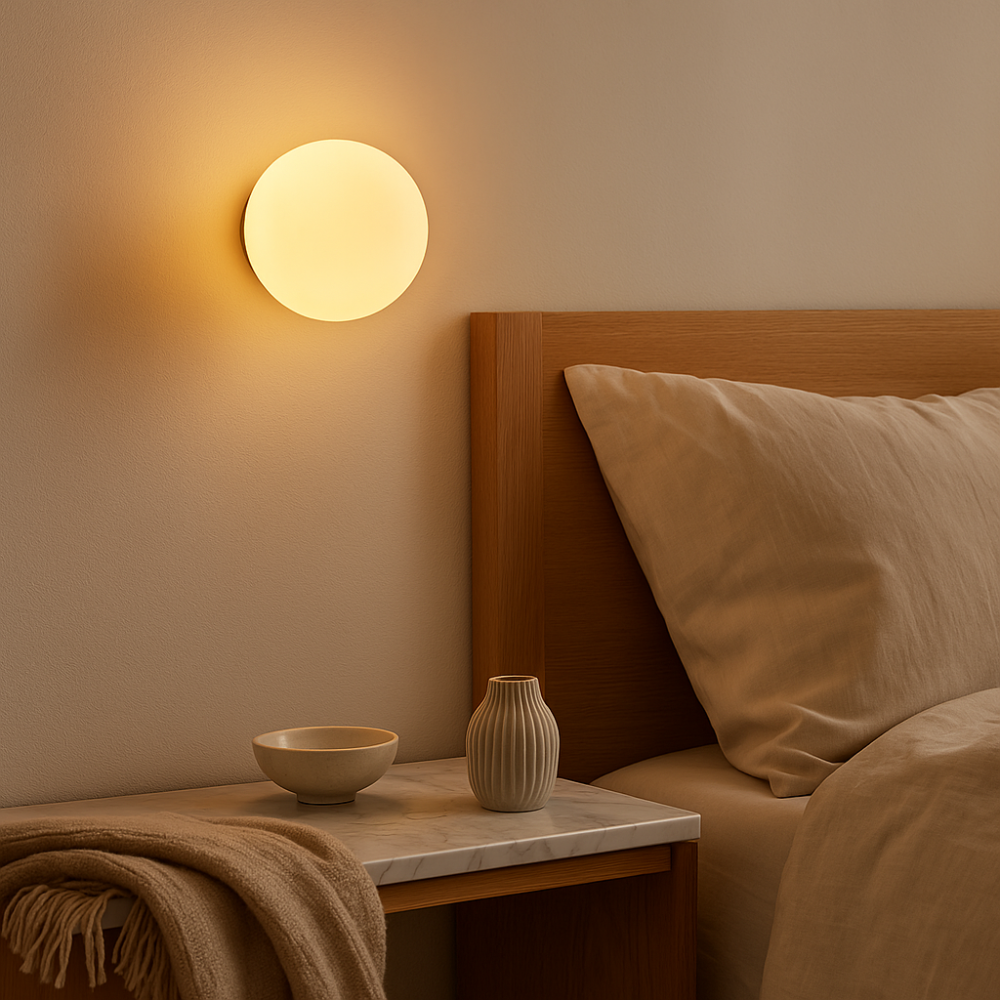 LumaGlow – Applique moderne avec abat-jour en verre dépoli et base élégante