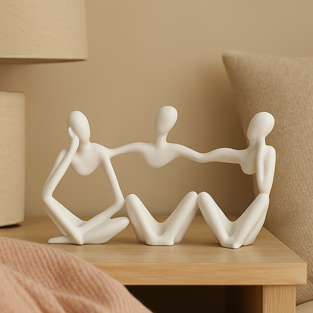 MindMuse – Statues abstraites dorées de penseurs dans des positions artistiques uniques