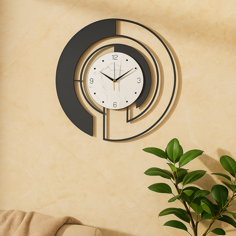 SerenityTick – Horloge géométrique sans bruit avec mouvement silencieux pour des espaces paisibles