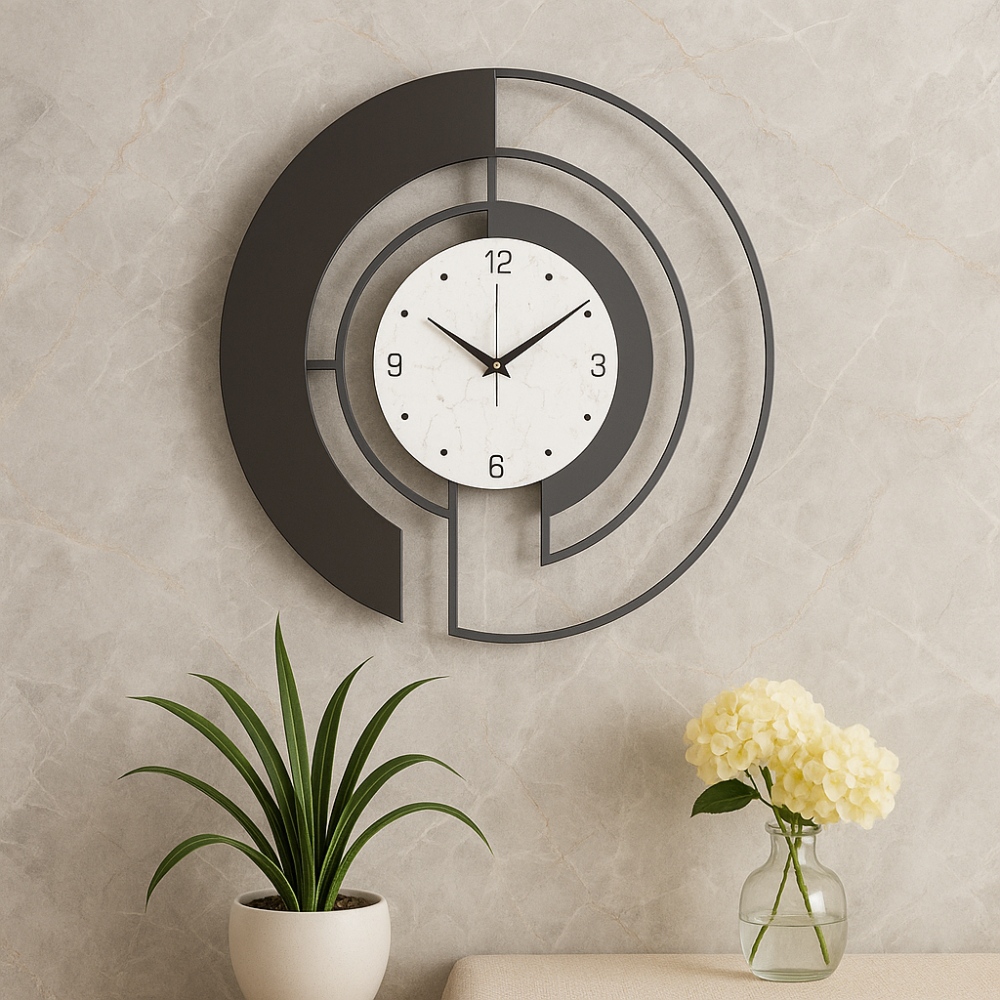 SerenityTick – Horloge géométrique sans bruit avec mouvement silencieux pour des espaces paisibles