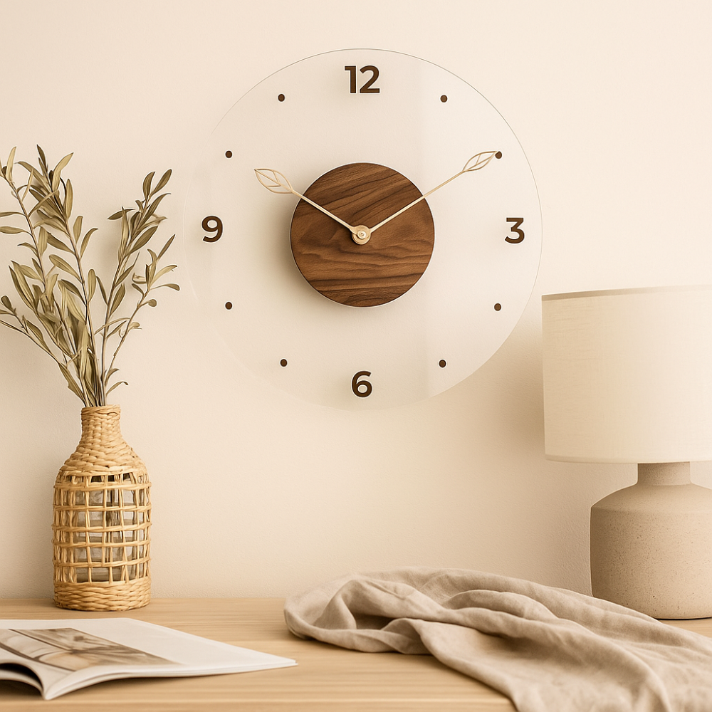 QuietWood – Horloge murale minimaliste et silencieux au design épuré pour toutes les pièces