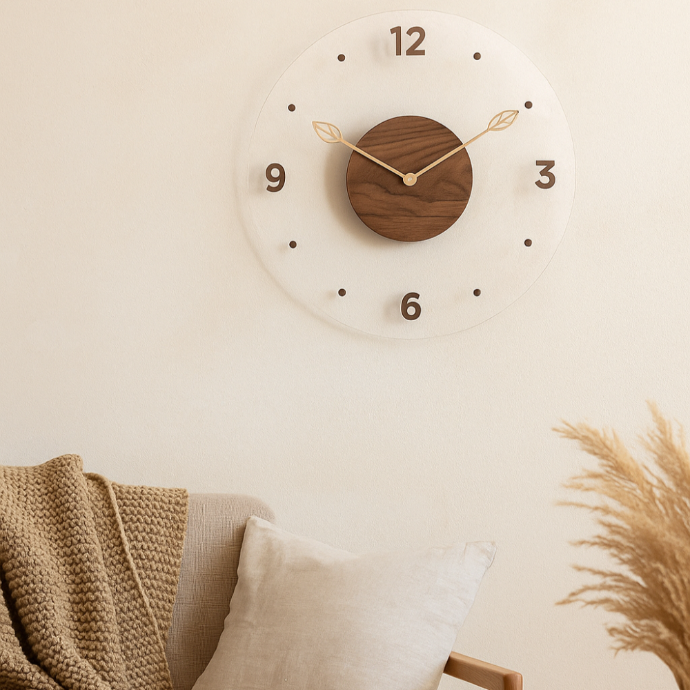 QuietWood – Horloge murale minimaliste et silencieux au design épuré pour toutes les pièces