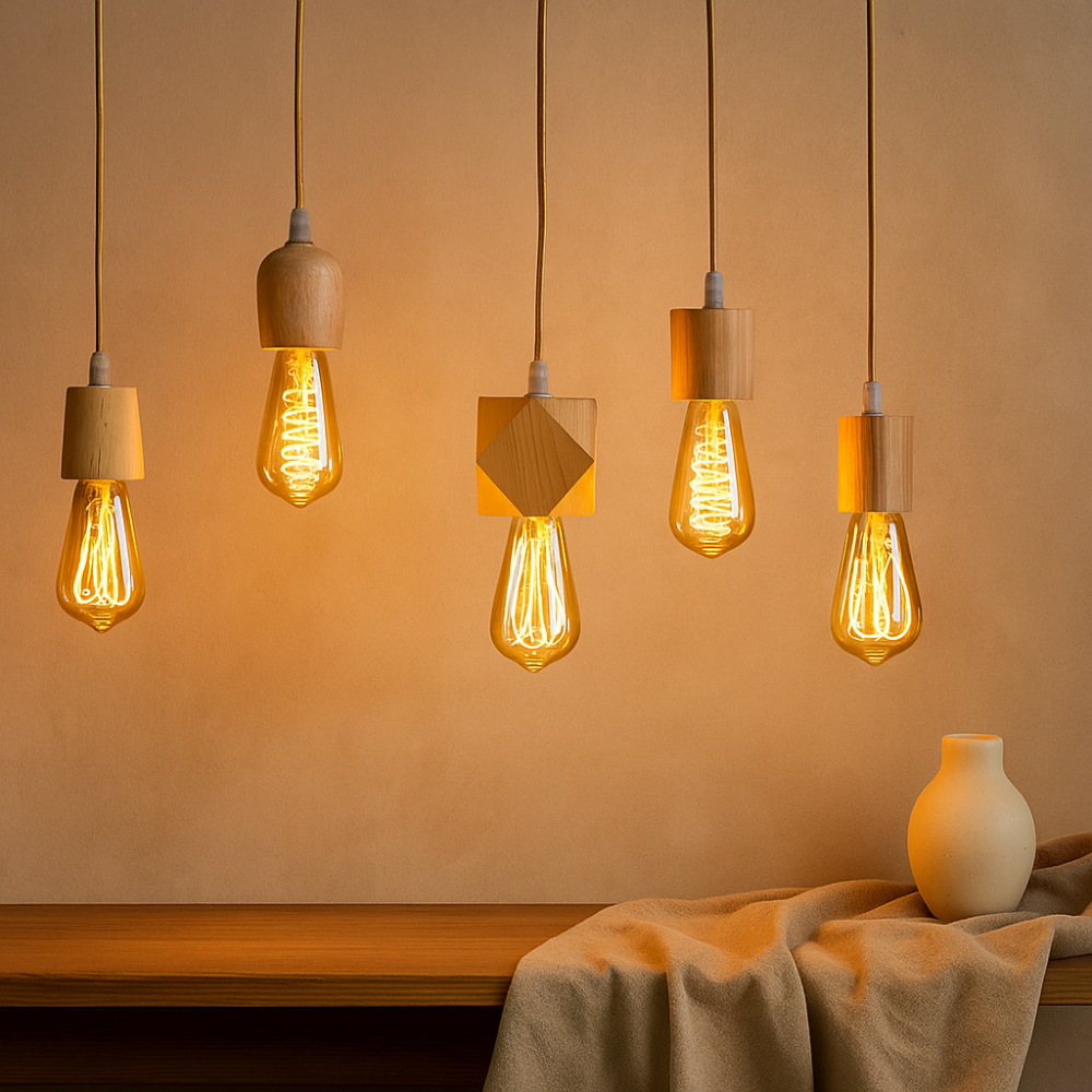 Elmora – Suspension en bois faite main avec une lueur chaleureuse naturelle et un charme intemporel