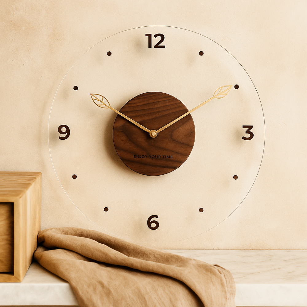 QuietWood – Horloge murale minimaliste et silencieux au design épuré pour toutes les pièces